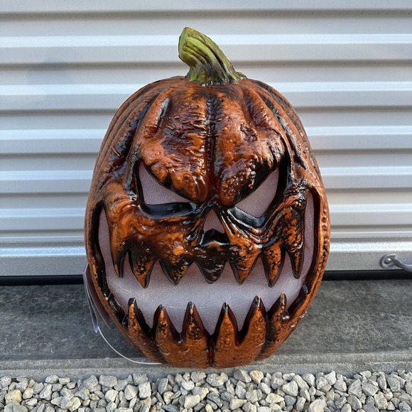 Home Depot Holiday 2 In Grimacing Led Rotten Pumpkin Jack O Lantern